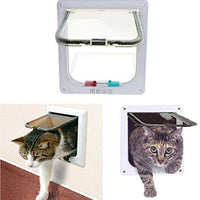 Hongyun - Solapa para puerta de gato, 4 vías, con bloqueo, impermeable, para puerta de gatos, perros pequeños, segura, fácil de instalar, exterior fácil - BESTMASCOTA.COM