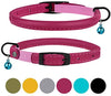 Bronzedog - Collar de piel para gato, con cascabel, color negro, azul, rosa, verde, amarillo y gris - BESTMASCOTA.COM