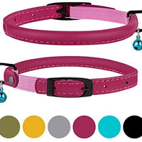 Bronzedog - Collar de piel para gato, con cascabel, color negro, azul, rosa, verde, amarillo y gris - BESTMASCOTA.COM