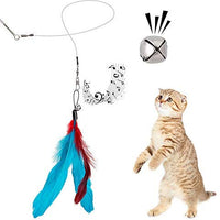 Juguete para gatos con plumas de JIARON, 2 piezas retráctiles de juguete para gatos y 10 piezas de repuesto con relleno de campana, temporizador interactivo y divertido ejercicio para gatos o gatos. - BESTMASCOTA.COM