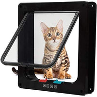 Rikounan Puerta de gato con 4 vías de bloqueo, puertas silenciosas para gatos, puertas grandes para interior y exterior, fácil instalación, puerta de solapa premium para gatos y perros pequeños - BESTMASCOTA.COM