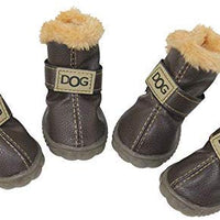 Botas antideslizantes para perros, envío desde Estados Unidos, zapatos calientes para el invierno, antideslizantes, protectores de patas, set de 4 piezas con un anillo de pelo - BESTMASCOTA.COM