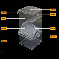 Mrli Pet - Comedero automático integrado para pájaros sin ensuciar, con jaula de perca, accesorios para Budgerigar, Canario, Cockatiel, Finch, Parakeet, Seed Food Container - BESTMASCOTA.COM