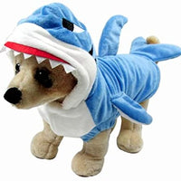 Mogoko - Disfraz de tiburón para perro, gato o gato, para Halloween, Navidad, disfraces, disfraz de tiburón azul Adorable, con capucha y forro polar - BESTMASCOTA.COM