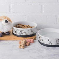 Bone Dry DII - Cuenco redondo de cerámica para comida y agua con borde de silicona antideslizante para perros y gatos - BESTMASCOTA.COM