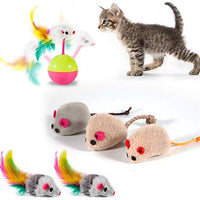 MIBOTE 24 piezas de juguetes para gatos, juguetes de gato, surtidos, túnel de 2 vías, pescado, molinillo de plumas interactivo, ratón esponjoso, jaula de ratones, bolas de arcoíris arrugadas campanas juguetes para cachorro gatito, Básico - BESTMASCOTA.COM