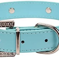 aolove Moda Rhinestones Diamante Flor Ajustable Piel Sintética mascota collares para gatos cachorro perros pequeños - BESTMASCOTA.COM