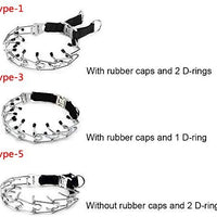 Wellbro collar de entrenamiento con dientes de metal para perros grandes y medianos (Pit Bull, pastor alemán), con hebilla a presión de liberación rápida y puntas de hule, plateado y regulable - BESTMASCOTA.COM
