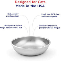 Americat Company - Juego de cuencos de acero inoxidable para gatos, fabricados en los Estados Unidos, diseñados para evitar la fatiga del silbato - Platos de agua y comida para gatos (juego de 2, 4 o 6) - BESTMASCOTA.COM
