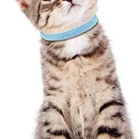 OFPUPPY Collar de gato con campana, 2 piezas, collar ajustable seguro para mascota, collar de terciopelo con diamantes de imitación - BESTMASCOTA.COM