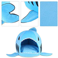 Grey Shark Bed for Small Cat Dog Cave Bed With  Removable Cushion,waterproof Bottom - BESTMASCOTA.COM