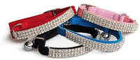 Collar ajustable seguro para gatos CHUKCHI de terciopelo suave Adorno ostentoso de diamante con campanas de 11 pulgadas para perros pequeños y gatos - BESTMASCOTA.COM