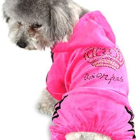 SEIMAI - Mono para perro con capucha para perros pequeños, gatos, cachorros, corona de estrás, suave terciopelo para invierno, con capucha, ropa deportiva y gorro de entrenamiento al aire libre - BESTMASCOTA.COM
