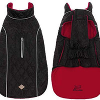 EXPAWLORER - Abrigo de invierno para perro, cálido, cómodo, impermeable, ligero, reversible, clásico, de cuello largo, chaleco de forro polar para el clima frío, para senderismo, al aire libre, rojo y negro - BESTMASCOTA.COM