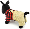 SMALLLEE_LUCKY_STORE Pet Clothes for Small Dog Cat Red Plaid Shirts Sweater with Khaki Overalls Pants Jumpsuit - BESTMASCOTA.COM