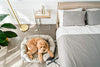 Cama ortopédica gris para perros BarksBar Snuggly Sleeper con espuma ortopédica estriada, cojín con borde acolchado de almohadón extra cómodo y base antideslizante - BESTMASCOTA.COM