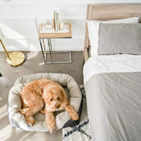 Cama ortopédica gris para perros BarksBar Snuggly Sleeper con espuma ortopédica estriada, cojín con borde acolchado de almohadón extra cómodo y base antideslizante - BESTMASCOTA.COM