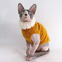 Kitipcoo Sphynx - Ropa de invierno para gatos, abrigo de pelo sintético cálido, abrigo de cuello alto para gatos, pijamas para gatos y perros pequeños, suéteres para gatos sin pelo - BESTMASCOTA.COM