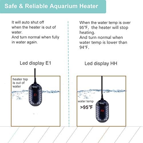 hygger Pinpoint - Calentador de agua salada para acuario con termostato  digital, controlador de temperatura IC, tubo de titanio, sumergible