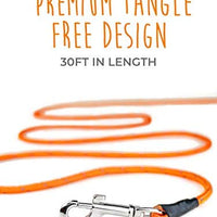Mighty Paw Check Cord | Light Weight 30 Foot Dog Training Leash. Durable, Weather Resistant Climbers’ Rope with Reflective Stitching. Perfect for Training, Swimming, Hunting, Camping. (Orange) - BESTMASCOTA.COM