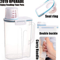 Contenedor de almacenamiento de alimentos para mascotas con taza de medición, boquilla de vertido y hebilla de sellado dispensador de alimentos para perros y gatos - BESTMASCOTA.COM