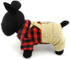 SMALLLEE_LUCKY_STORE Pet Clothes for Small Dog Cat Red Plaid Shirts Sweater with Khaki Overalls Pants Jumpsuit - BESTMASCOTA.COM