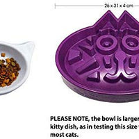 Tazón de alimentación lenta para gato | Tazón de alimentación lenta para mascotas | Lenta alimentación, ecológico de bambú duradero sin fibra tóxica, diseñado por veterinarios, diseño profesional (azul, púrpura, marfil) - BESTMASCOTA.COM