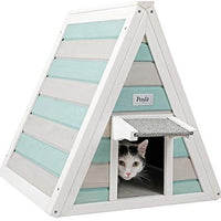 Petsfit - Casa de gato triangular para exteriores con puerta de escape para todos los gatos - BESTMASCOTA.COM