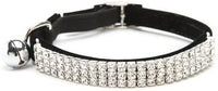 Collar ajustable seguro para gatos CHUKCHI de terciopelo suave Adorno ostentoso de diamante con campanas de 11 pulgadas para perros pequeños y gatos - BESTMASCOTA.COM