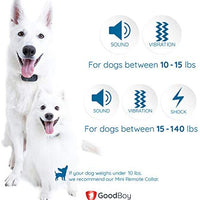 GoodBoy - Collar remoto de tamaño pequeño para perros con vibración de pitido y modos de choque para entrenamiento de comportamiento de mascotas, resistente al agua y rango de 1000 pies, apto para perros pequeños, medianos o grandes de más de 8 libras - BESTMASCOTA.COM