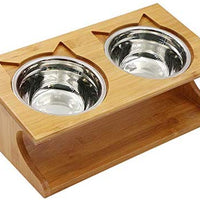 Petsoigné - Mesa de comedor para mascotas con soporte elevado de madera para mascotas, cuencos elevados con soporte oblicuo para comer más cómodamente para gatos, perros, gatitos y cachorros - BESTMASCOTA.COM