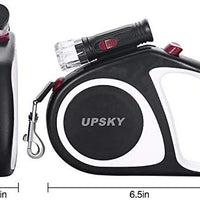 Upsky Correa retráctil para perro, 16 pies, escalable, correa para caminar para perro con linterna brillante para pequeño-mediano, libre de movimiento, un botón de rotura y bloqueo - BESTMASCOTA.COM