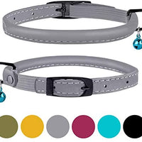 Bronzedog - Collar de piel para gato, con cascabel, color negro, azul, rosa, verde, amarillo y gris - BESTMASCOTA.COM