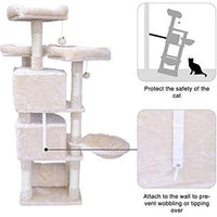 Hey-bro - Árbol para gatos con postes de sisal, 2 condominios de felpa más grandes, hamaca para gatitos, gatos y mascotas de 65 pulgadas - BESTMASCOTA.COM