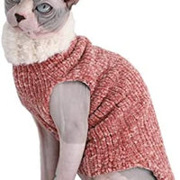 Kitipcoo Sphynx - Ropa de invierno para gatos, abrigo de pelo sintético cálido, abrigo de cuello alto para gatos, pijamas para gatos y perros pequeños, suéteres para gatos sin pelo - BESTMASCOTA.COM