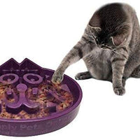 Tazón de alimentación lenta para gato | Tazón de alimentación lenta para mascotas | Lenta alimentación, ecológico de bambú duradero sin fibra tóxica, diseñado por veterinarios, diseño profesional (azul, púrpura, marfil) - BESTMASCOTA.COM