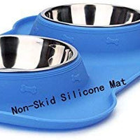 Hubulk - Cuencos para perros, 2 cuencos de acero inoxidable con alfombrilla de silicona antideslizante antiderrames + cuencos de agua y alimentos para alimentar perros pequeños, medianos, grandes, gatos, cachorros - BESTMASCOTA.COM