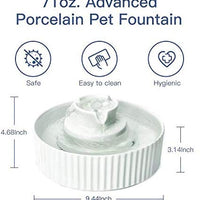 Fuente de agua de cerámica para mascotas Cepheus 360, fuente avanzada de agua de porcelana para gatos, 70 onzas. Fuente de agua para beber para gatos y perros con filtros de repuesto y espuma (blanco) - BESTMASCOTA.COM