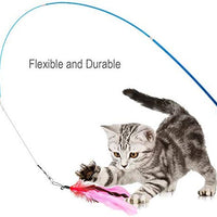 Juguete para gatos con plumas de JIARON, 2 piezas retráctiles de juguete para gatos y 10 piezas de repuesto con relleno de campana, temporizador interactivo y divertido ejercicio para gatos o gatos. - BESTMASCOTA.COM
