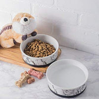 Bone Dry DII - Cuenco redondo de cerámica para comida y agua con borde de silicona antideslizante para perros y gatos - BESTMASCOTA.COM