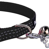 Collar de seguridad de nailon reflectante para gato, collar ajustable, con campanilla y y adorno de huella de la marca Bingpet - BESTMASCOTA.COM