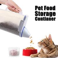 Contenedor de almacenamiento de alimentos para mascotas con taza de medición, boquilla de vertido y hebilla de sellado dispensador de alimentos para perros y gatos - BESTMASCOTA.COM