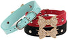 aolove Moda Rhinestones Diamante mariposa lazo corbata ajustable Piel Sintética mascota collares para perros gatos cachorro - BESTMASCOTA.COM