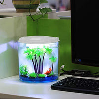 YCTECH kit de iniciación de acuario de 1,4 galones Betta Fish Tank Goldfish Tank con luz LED y bomba de filtro blanco y negro - BESTMASCOTA.COM