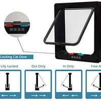 Rikounan Puerta de gato con 4 vías de bloqueo, puertas silenciosas para gatos, puertas grandes para interior y exterior, fácil instalación, puerta de solapa premium para gatos y perros pequeños - BESTMASCOTA.COM