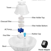 IPETTIE Tritone - Fuente de agua de cerámica para mascotas, ultra silenciosa, mejor que el plástico, fuentes de agua para gatos y perros, dispensador de agua para mascotas con filtros de repuesto y espuma - BESTMASCOTA.COM
