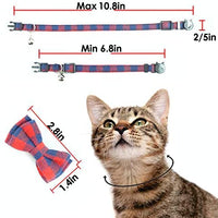 Collar de gato con capucha y pajarita, diseño a cuadros ajustable de seguridad Kitty Kitten Collares (6.8-10.8in) - BESTMASCOTA.COM