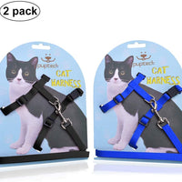 Arnés ajustable de nailon para gatos con correa negro PUPTECK. - BESTMASCOTA.COM