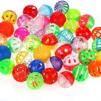 48pcs plástico Bell gato bola juguete de gato gatito Chase Juguete tamaño 1.6" ~ 1.8" 8 tipos varios colores - BESTMASCOTA.COM