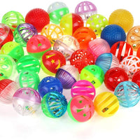 48pcs plástico Bell gato bola juguete de gato gatito Chase Juguete tamaño 1.6" ~ 1.8" 8 tipos varios colores - BESTMASCOTA.COM